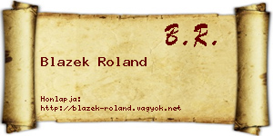 Blazek Roland névjegykártya